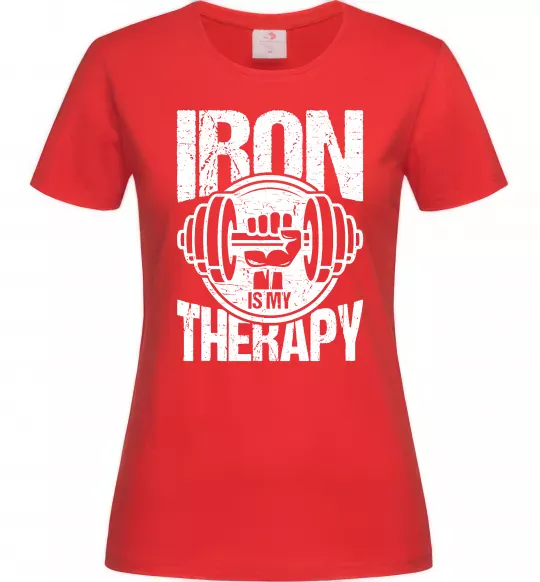Жіноча футболка Iron is my therapy Червоний фото