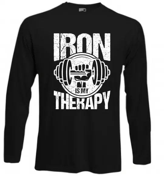Лонгслів Iron is my therapy Чорний фото
