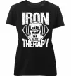 Женская премиум футболка Iron is my therapy Черный фото