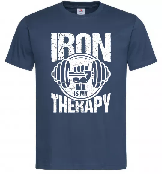 Чоловіча футболка Iron is my therapy Темно-синій фото