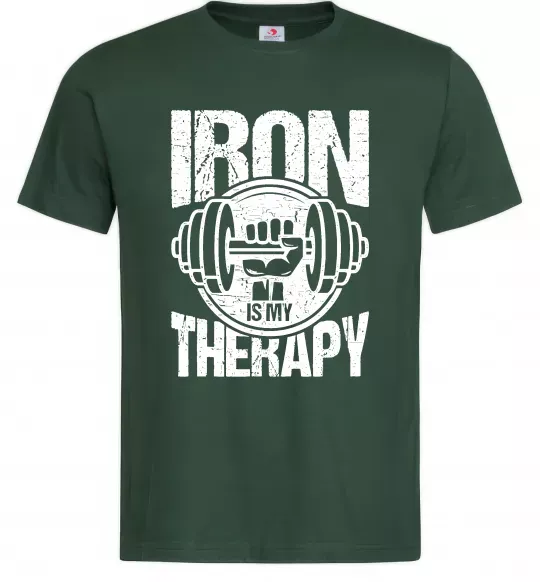 Чоловіча футболка Iron is my therapy Темно-зелений фото