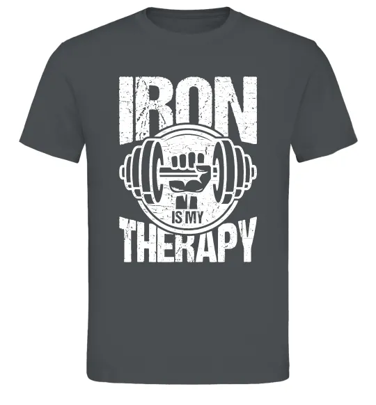 Чоловіча футболка Iron is my therapy Графіт фото