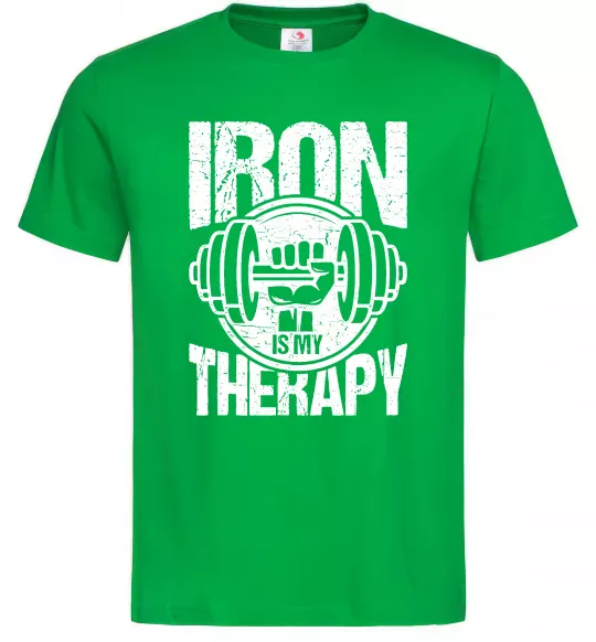 Чоловіча футболка Iron is my therapy Зелений фото