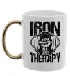Чашка з кольоровою ручкою Iron is my therapy Золото фото