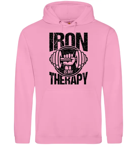 Мужская толстовка (худи) Iron is my therapy Розовый фото
