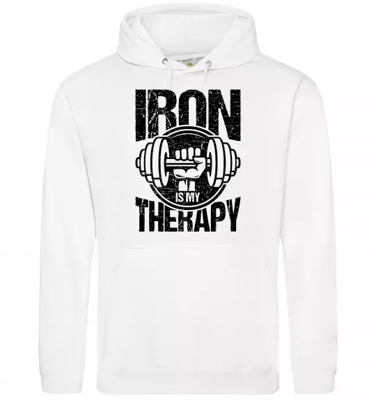 Мужская толстовка (худи) Iron is my therapy Белый фото