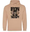 Мужская толстовка (худи) Iron is my therapy Песочный фото