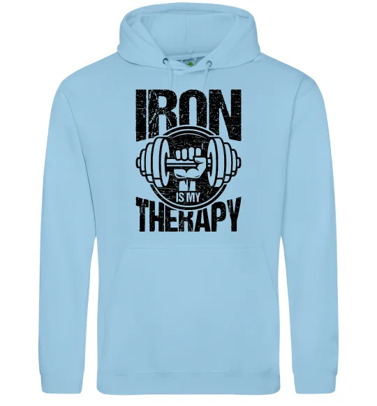 Женская толстовка (худи) Iron is my therapy Голубой фото