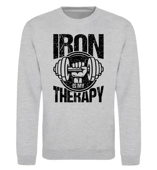 Свитшот Iron is my therapy Серый меланж фото