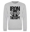Свитшот Iron is my therapy Серый меланж фото