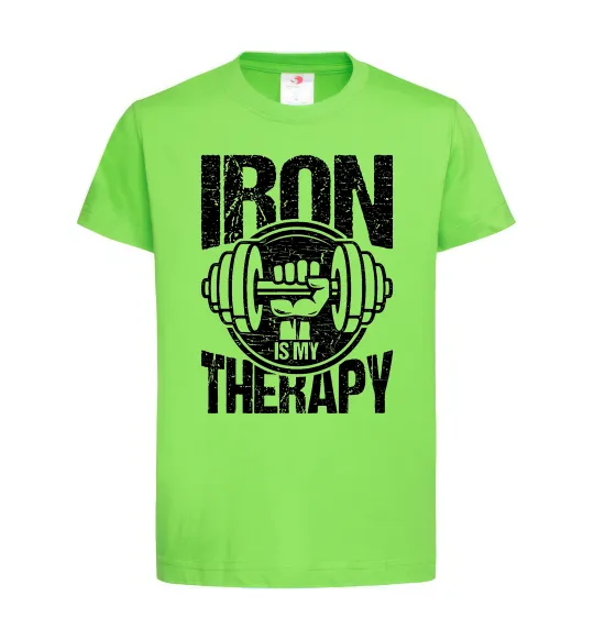Дитяча футболка Iron is my therapy Лаймовий фото