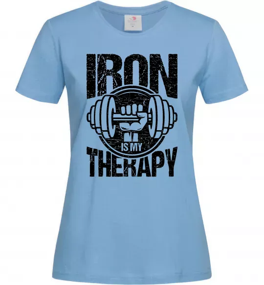 Жіноча футболка Iron is my therapy Блакитний фото