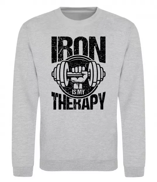 Світшот Iron is my therapy Сірий меланж фото