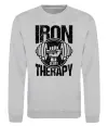 Світшот Iron is my therapy Сірий меланж фото
