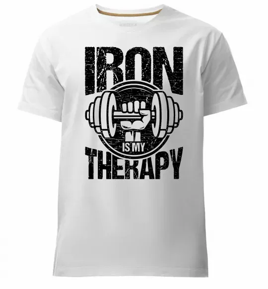 Чоловіча преміум футболка Iron is my therapy Білий фото