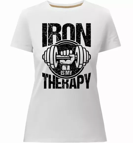 Женская премиум футболка Iron is my therapy Белый фото