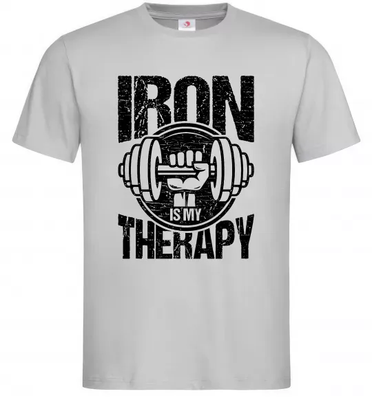 Чоловіча футболка Iron is my therapy Сірий фото