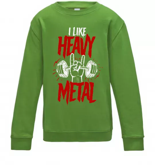 Дитячий світшот I like heavy metal Лаймовий фото