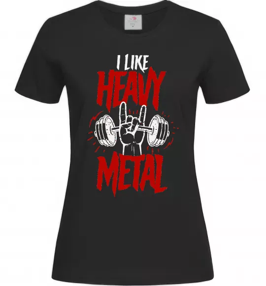 Женская футболка I like heavy metal Черный фото