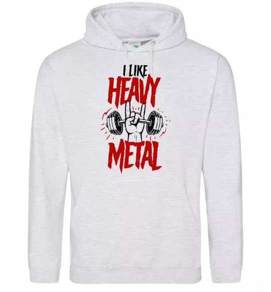 Чоловіча толстовка (худі) I like heavy metal Сірий меланж фото