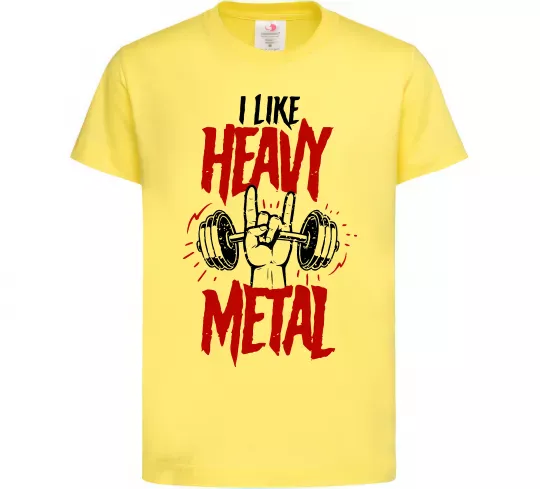 Дитяча футболка I like heavy metal Лимонний фото