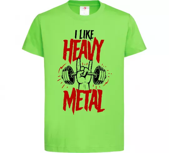Дитяча футболка I like heavy metal Лаймовий фото