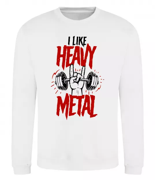 Світшот I like heavy metal Білий фото