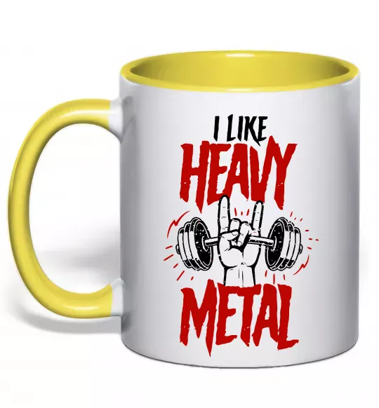 Чашка з кольоровою ручкою I like heavy metal Сонячно жовтий фото