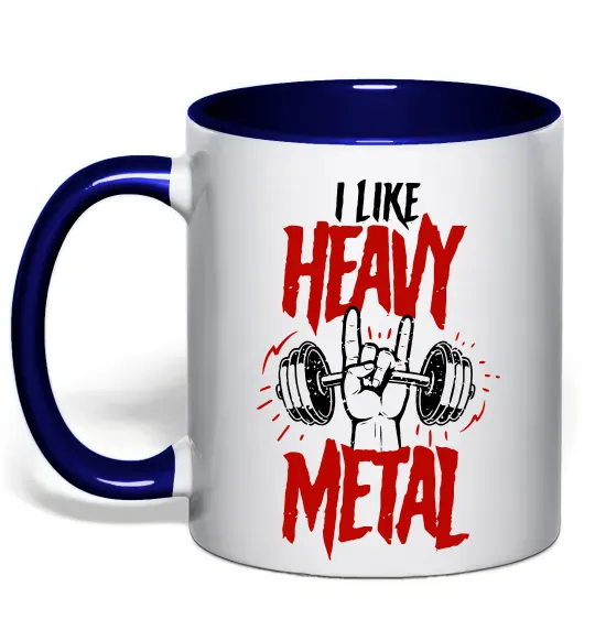 Чашка з кольоровою ручкою I like heavy metal Глибокий темно-синій фото