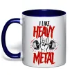 Чашка з кольоровою ручкою I like heavy metal Глибокий темно-синій фото