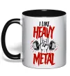 Чашка з кольоровою ручкою I like heavy metal Чорний фото