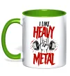 Чашка с цветной ручкой I like heavy metal Лаймовый фото