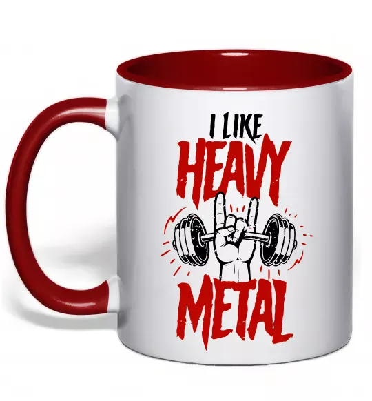 Чашка з кольоровою ручкою I like heavy metal Червоний фото