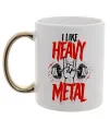Чашка з кольоровою ручкою I like heavy metal Золото фото