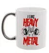 Чашка з кольоровою ручкою I like heavy metal Срібло фото