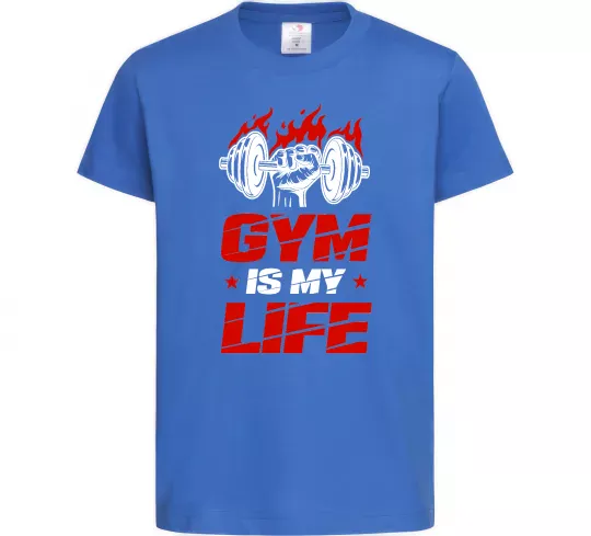 Дитяча футболка Gym is my life Яскраво-синій фото
