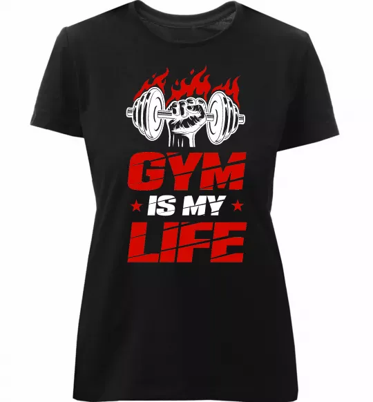 Женская премиум футболка Gym is my life Черный фото