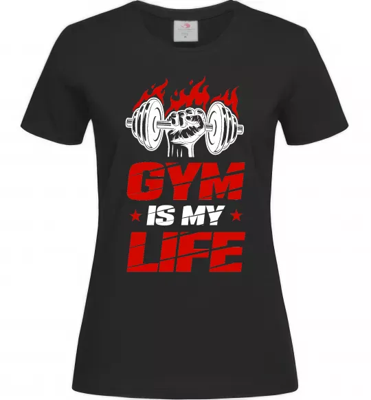 Жіноча футболка Gym is my life Чорний фото
