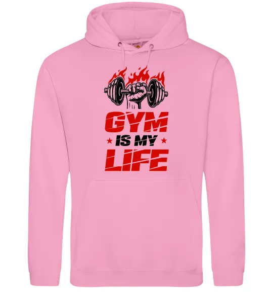 Мужская толстовка (худи) Gym is my life Розовый фото