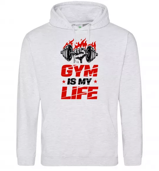 Чоловіча толстовка (худі) Gym is my life Сірий меланж фото