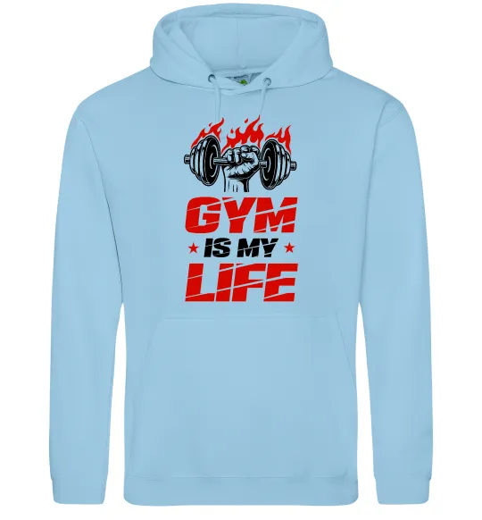 Мужская толстовка (худи) Gym is my life Голубой фото