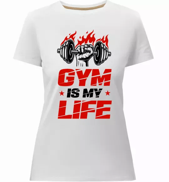 Женская премиум футболка Gym is my life Белый фото