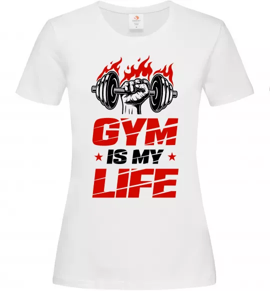 Жіноча футболка Gym is my life Білий фото