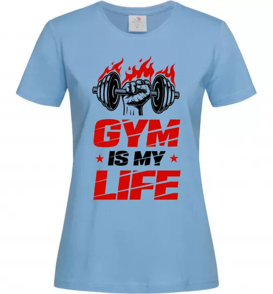 Жіноча футболка Gym is my life Блакитний фото