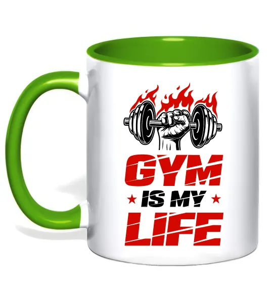 Чашка с цветной ручкой Gym is my life Лаймовый фото
