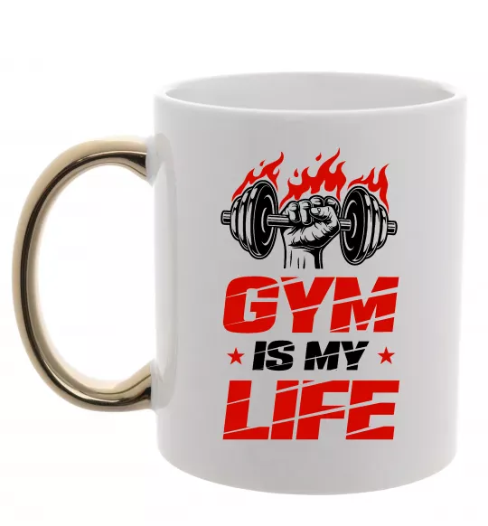Чашка з кольоровою ручкою Gym is my life Золото фото
