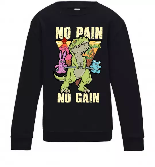 Детский Свитшот No pain no gain Dino Черный фото