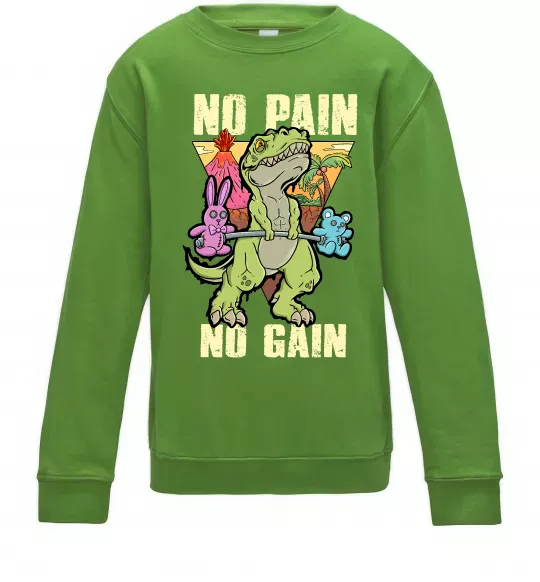 Детский Свитшот No pain no gain Dino Лаймовый фото