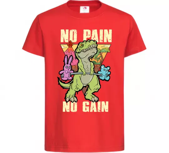 Детская футболка No pain no gain Dino Красный фото