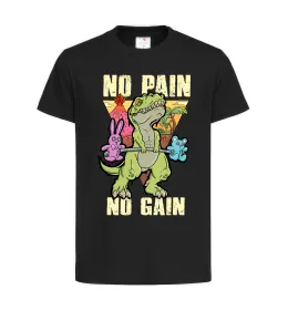 Детская футболка No pain no gain Dino Черный фото